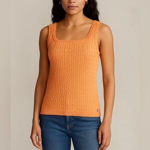 Ralph Lauren apricot cable knit tank top, square neck, size M